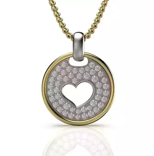 Round Heart Love Diamond Pendant  2 sizes