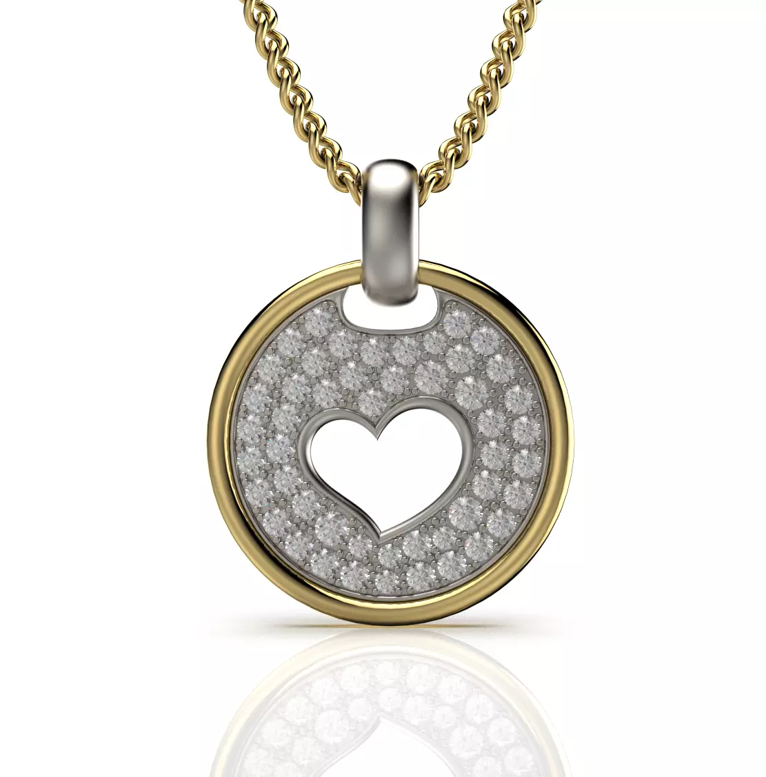 Round Heart Love Diamond Pendant 2 sizes 3D print model