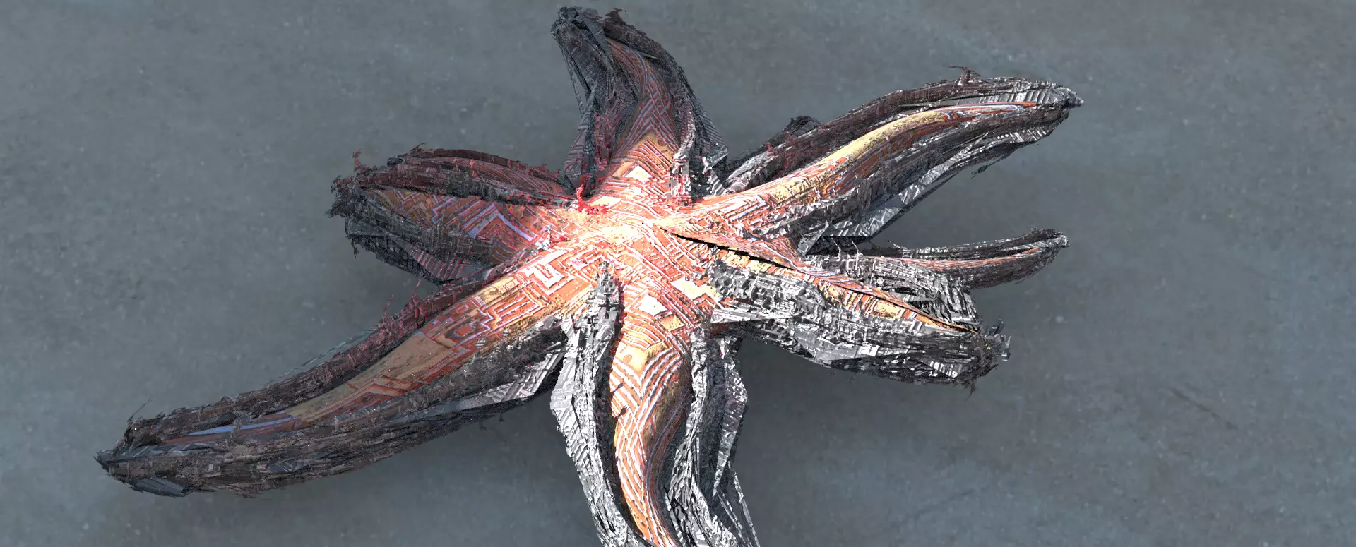Hydra Dark Stone Sci fi monoliths Starfish path  3D model_0