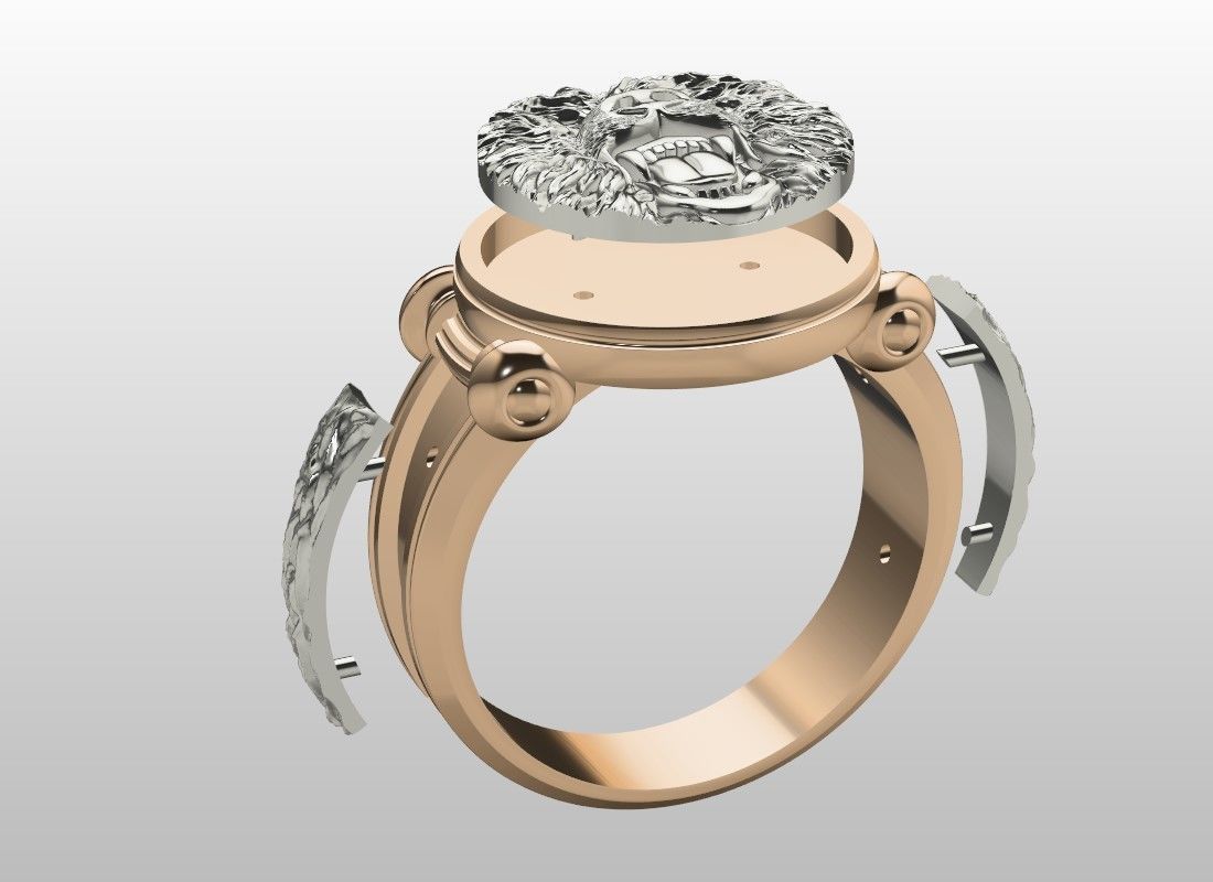 Bear roar jewerly ring 3D print model 3D print model_7