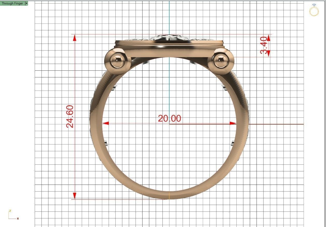 Bear roar jewerly ring 3D print model 3D print model_9