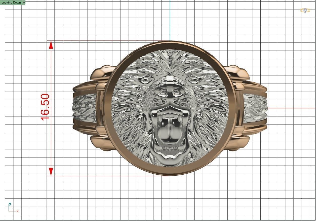 Bear roar jewerly ring 3D print model 3D print model_8