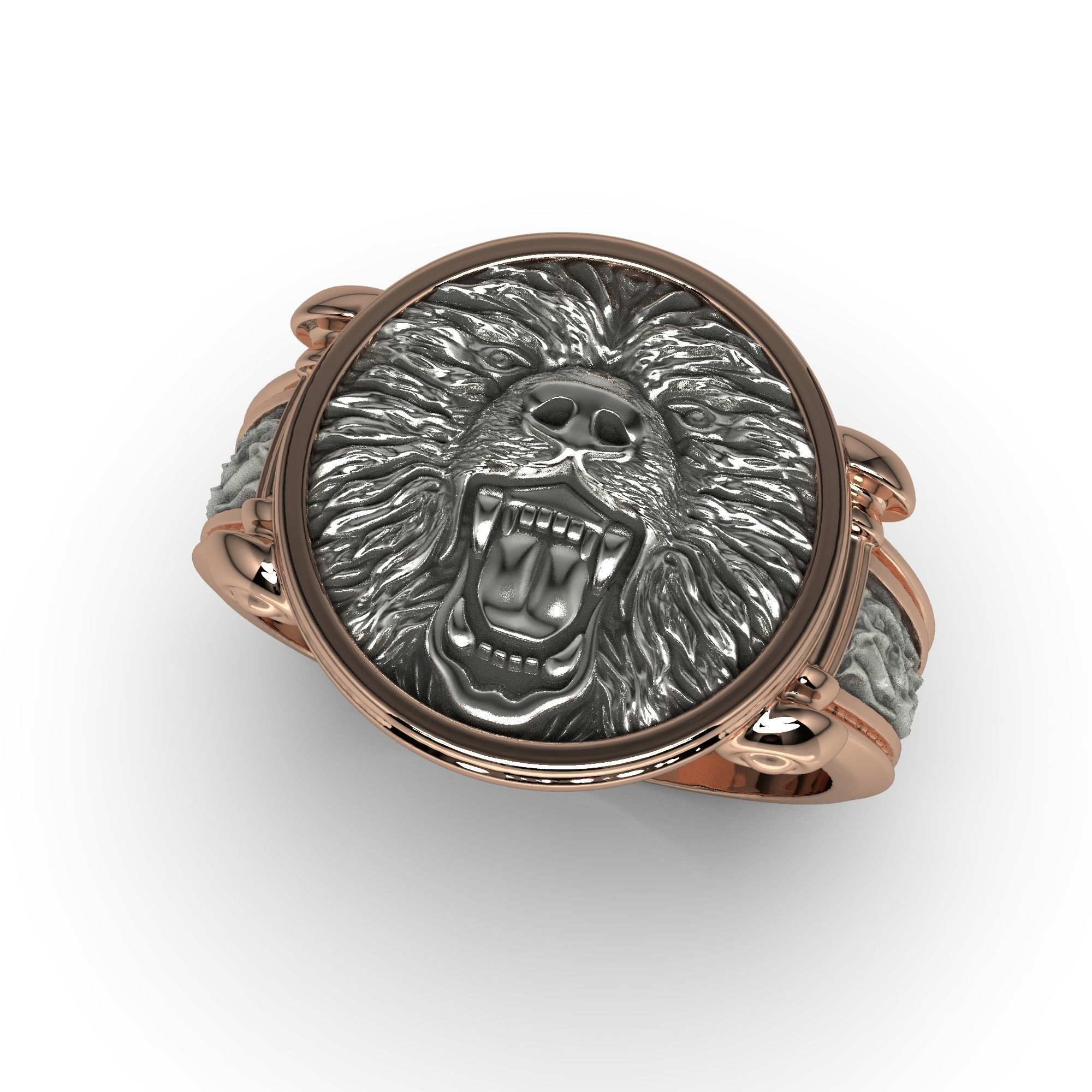Bear roar jewerly ring 3D print model 3D print model_5