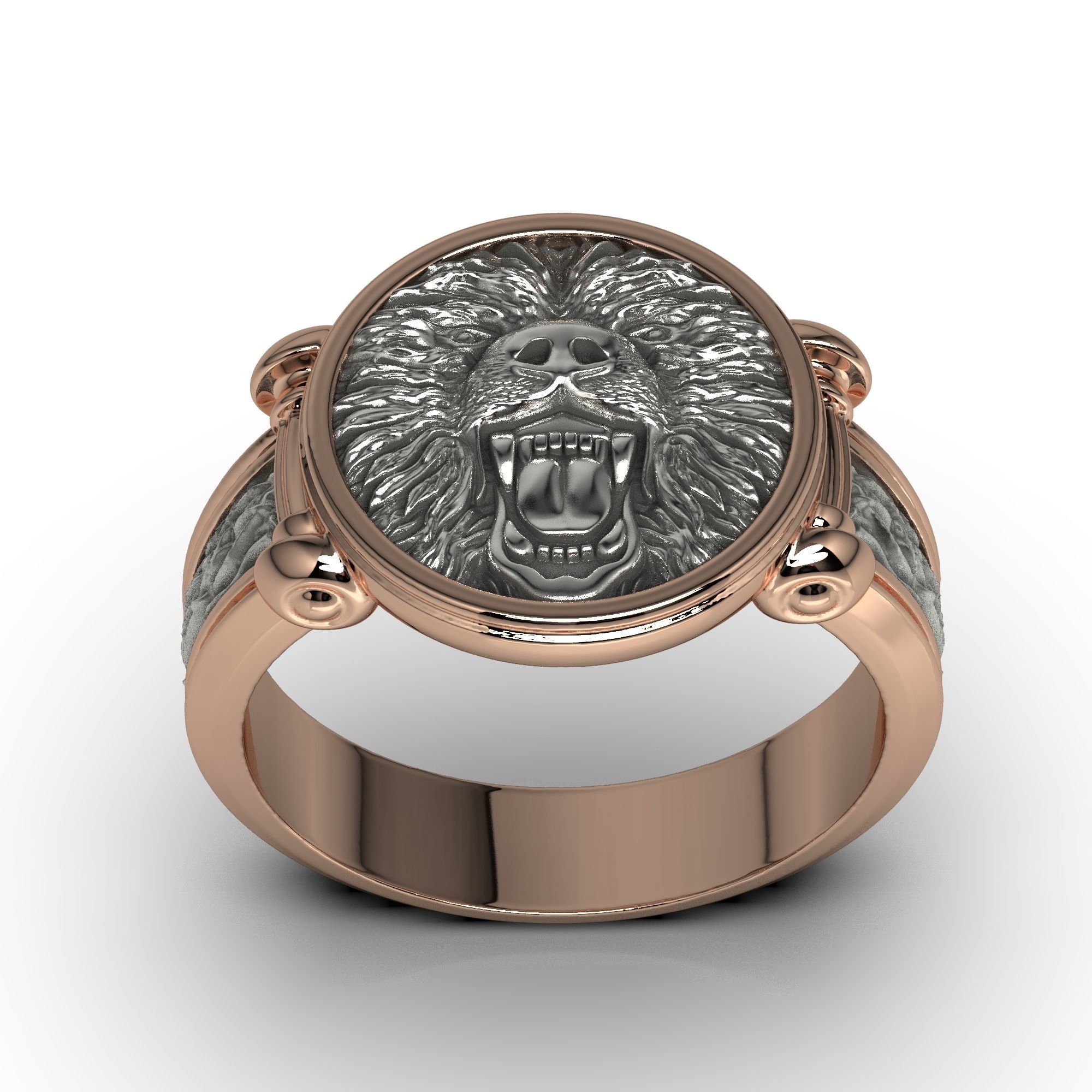 Bear roar jewerly ring 3D print model 3D print model_2