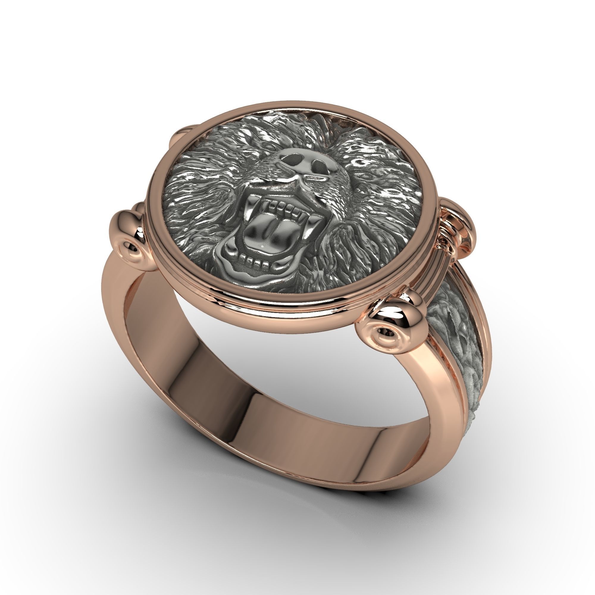 Bear roar jewerly ring 3D print model 3D print model_3