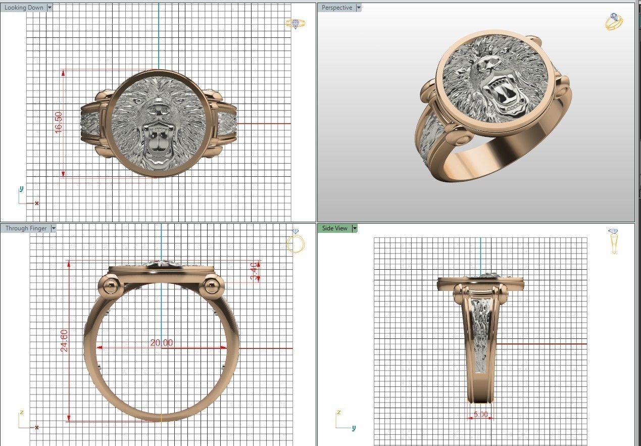 Bear roar jewerly ring 3D print model 3D print model_12