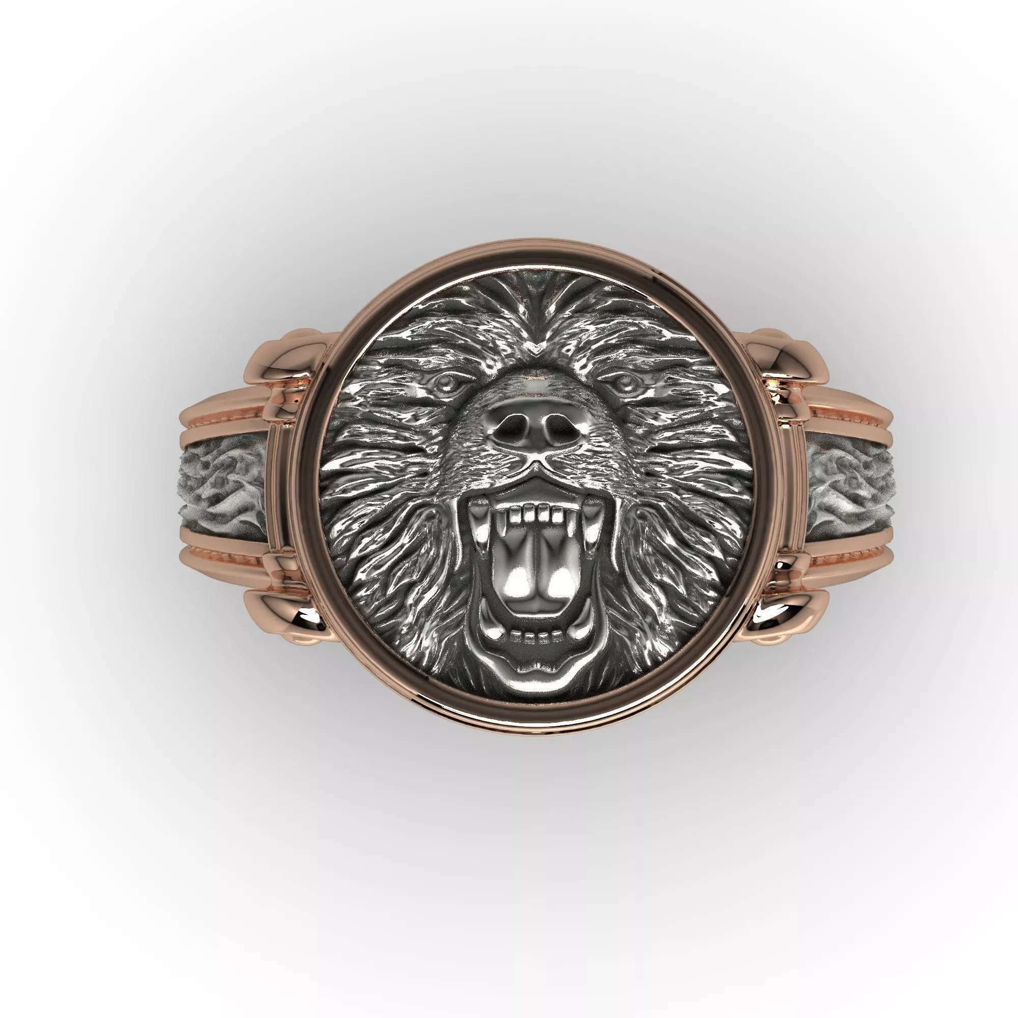 Bear roar jewerly ring 3D print model 3D print model_0