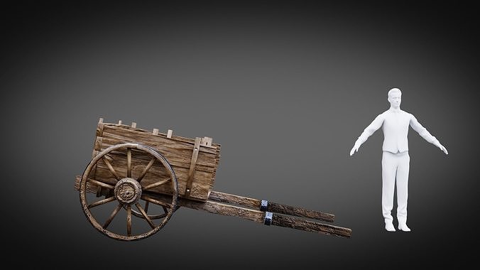 Dirty Medieval Wagon Low-poly 3D model 6