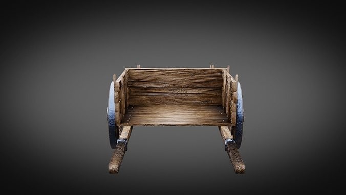 Dirty Medieval Wagon Low-poly 3D model 4