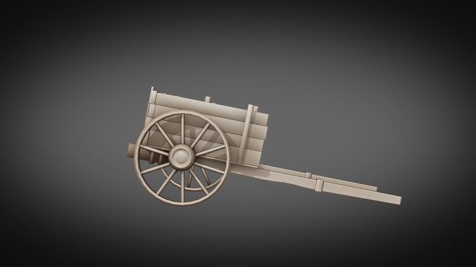 Dirty Medieval Wagon Low-poly 3D model 7