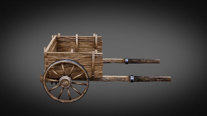 Dirty Medieval Wagon Low-poly 3D model 2