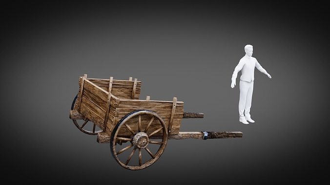 Dirty Medieval Wagon Low-poly 3D model 5
