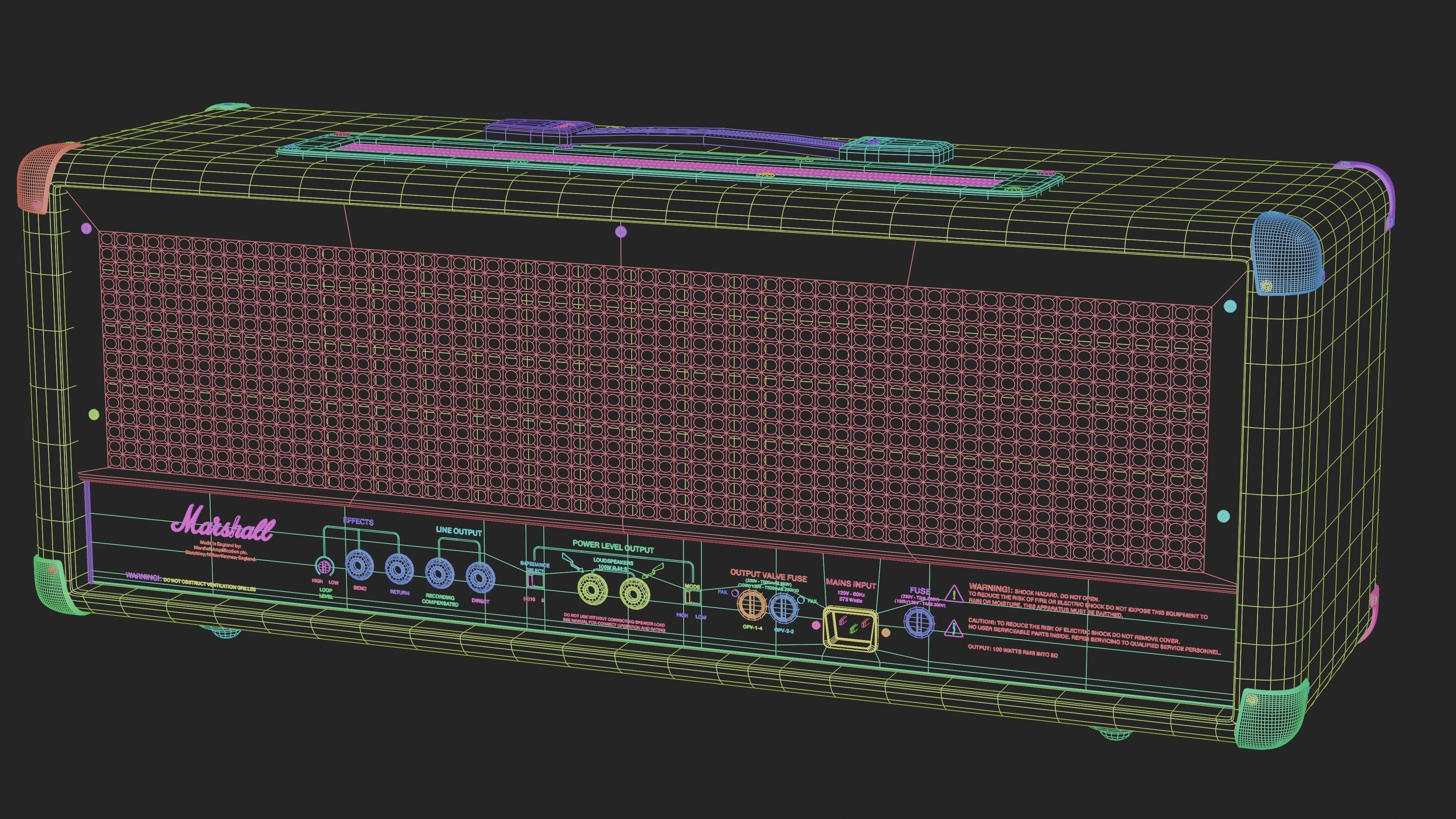 Marshall JCM 900 Guitar Amplifier 3D model_4
