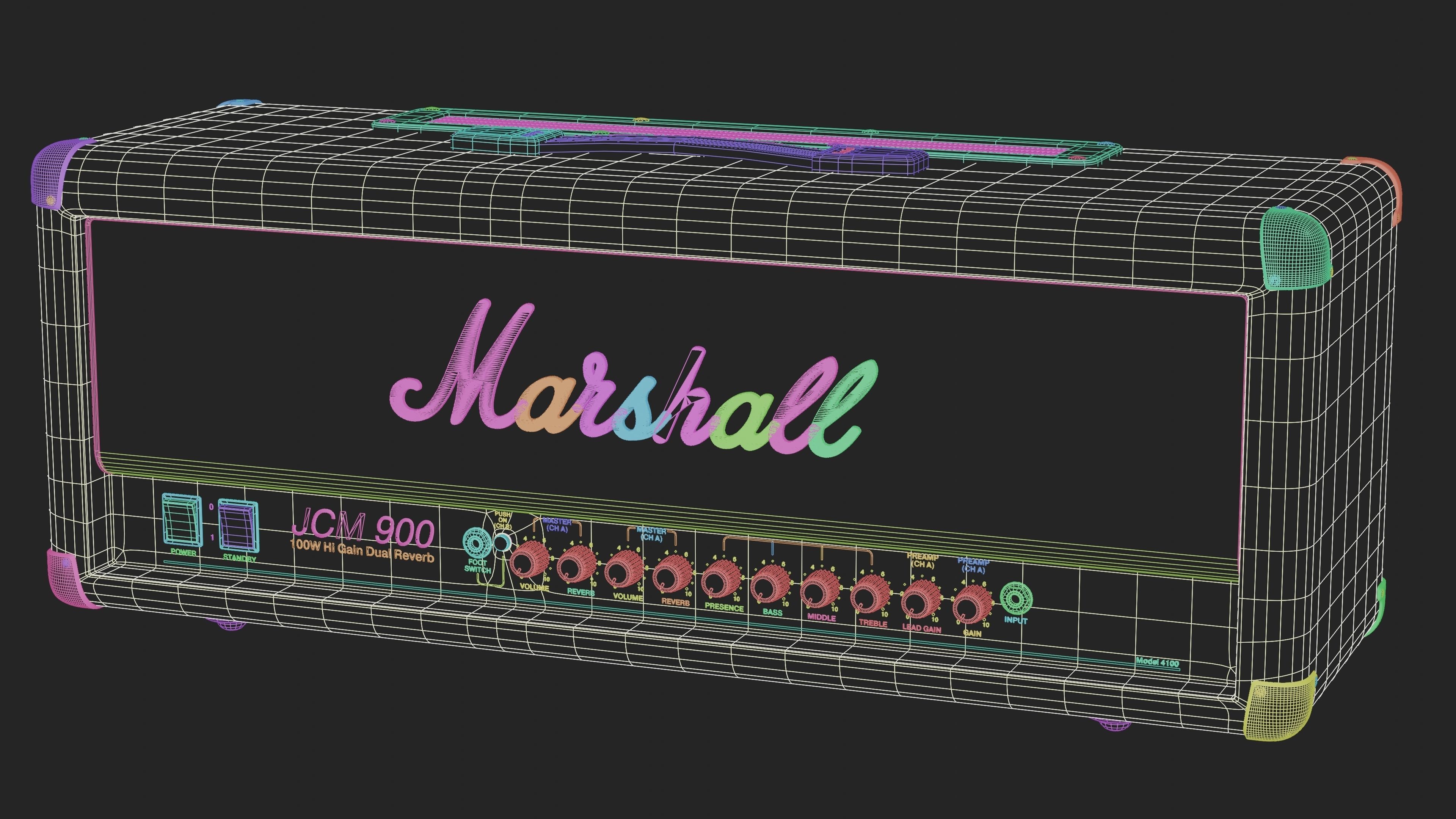 Marshall JCM 900 Guitar Amplifier 3D model_2
