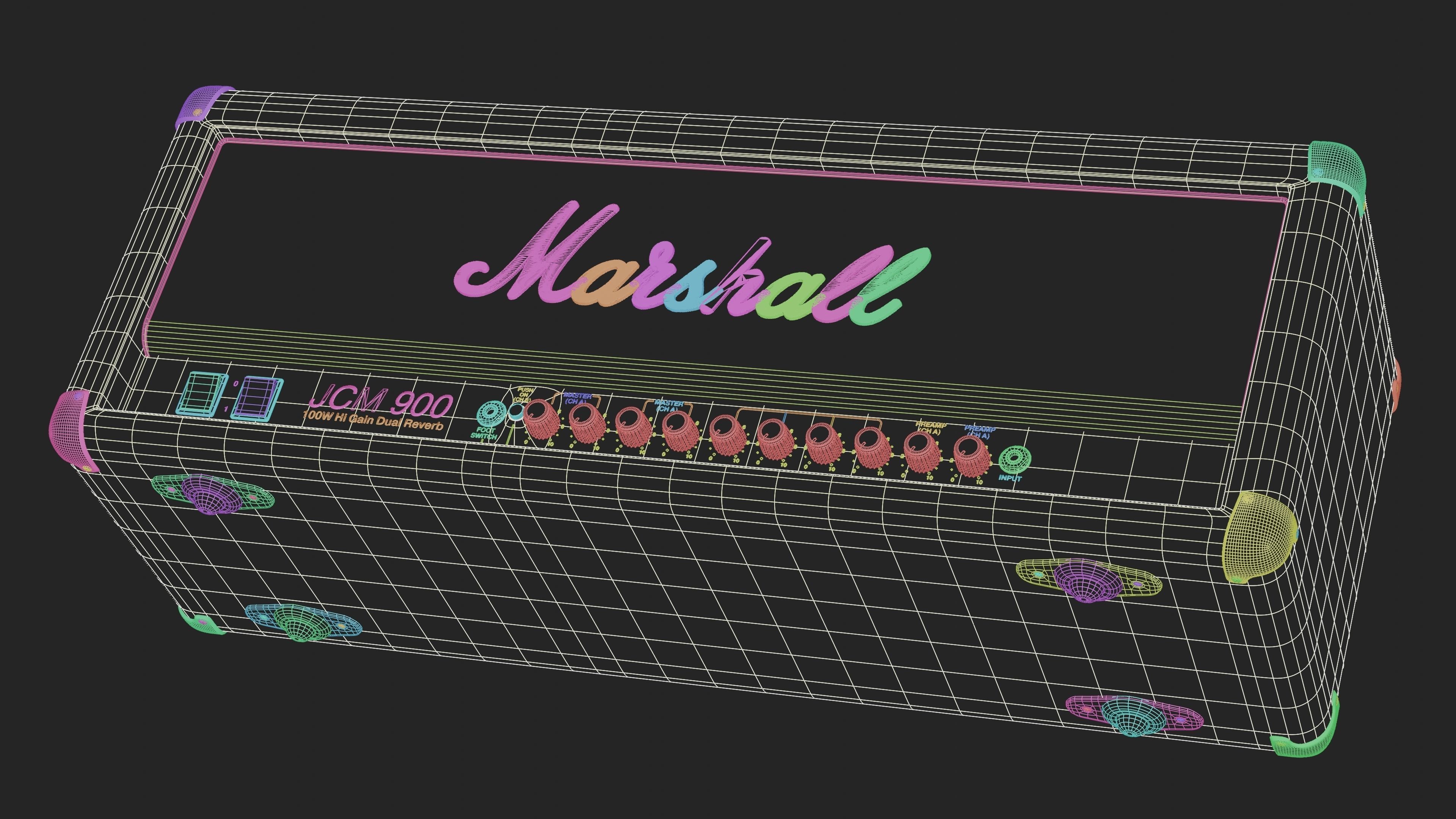 Marshall JCM 900 Guitar Amplifier 3D model_8