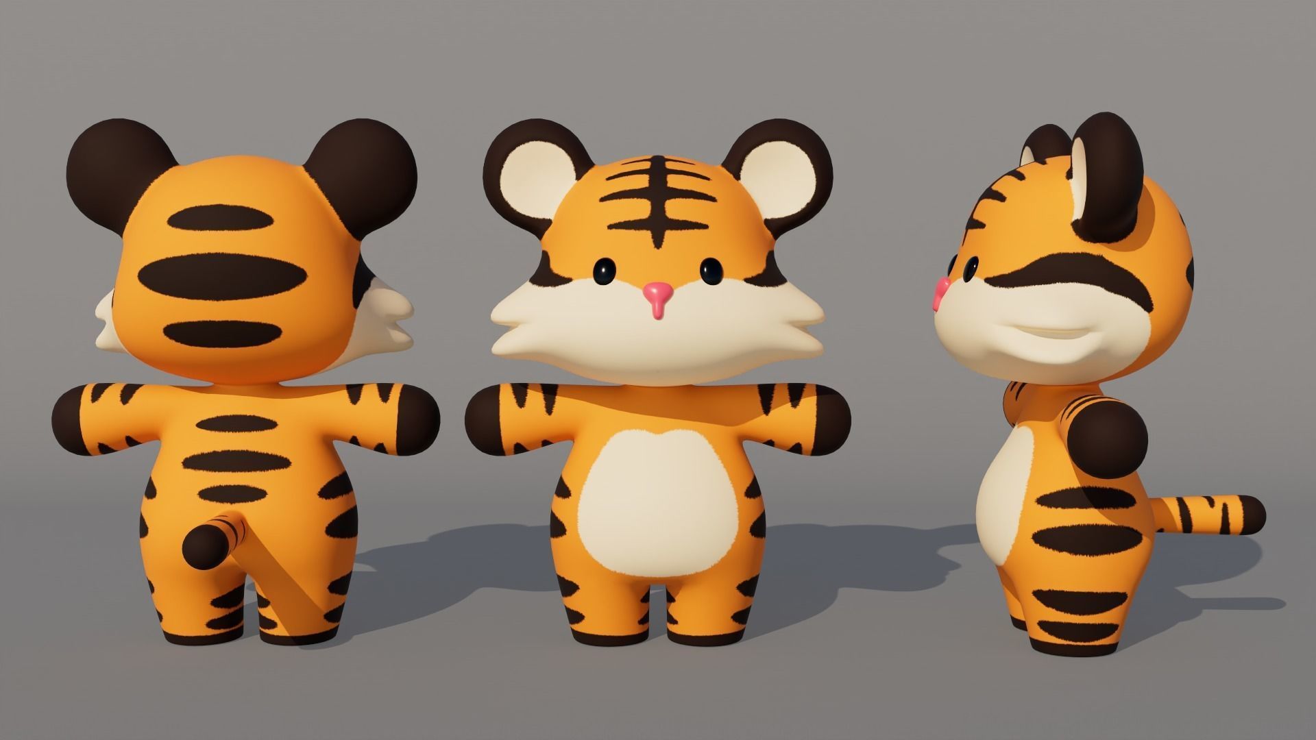 Rigged Cartoon Tiger Low-poly 3D model_2