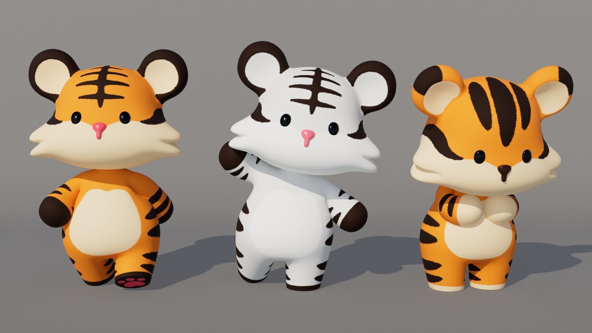 Rigged Cartoon Tiger Low-poly 3D model_1