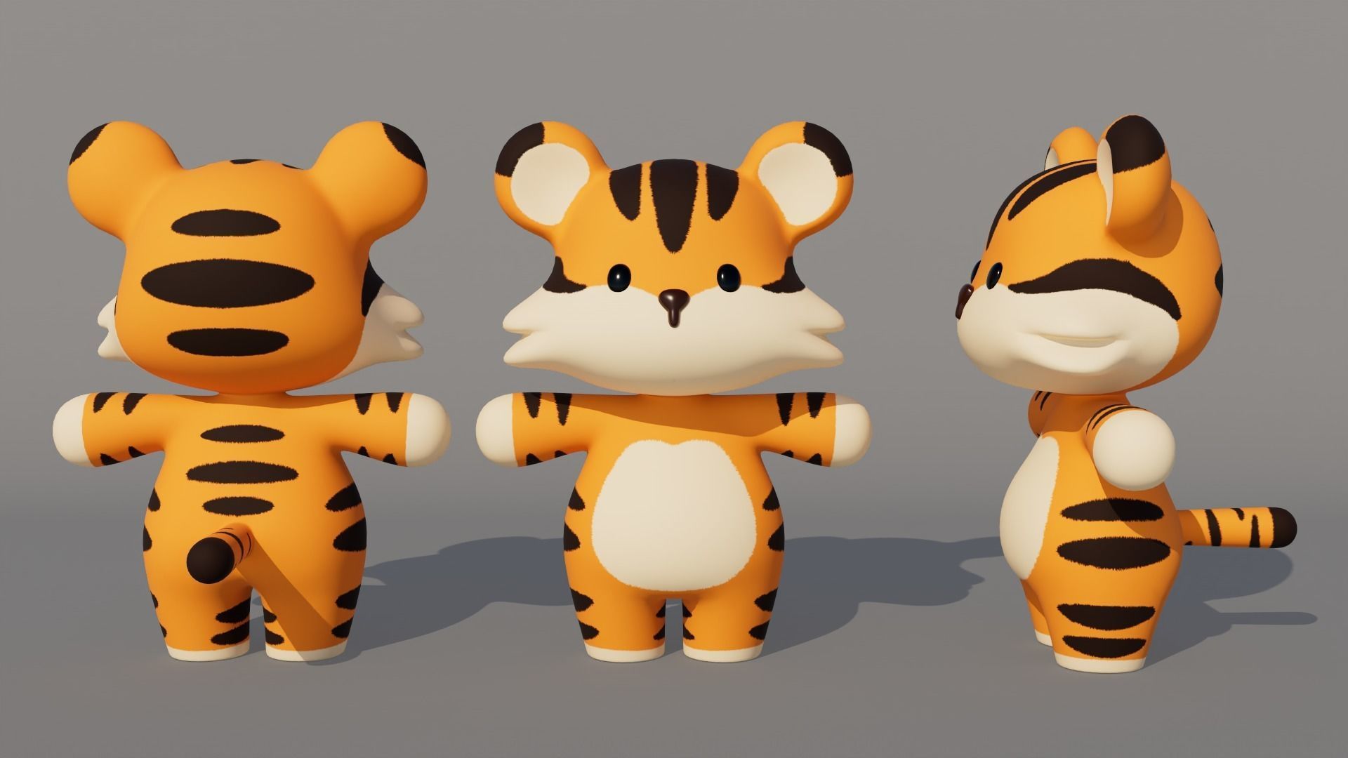 Rigged Cartoon Tiger Low-poly 3D model_4