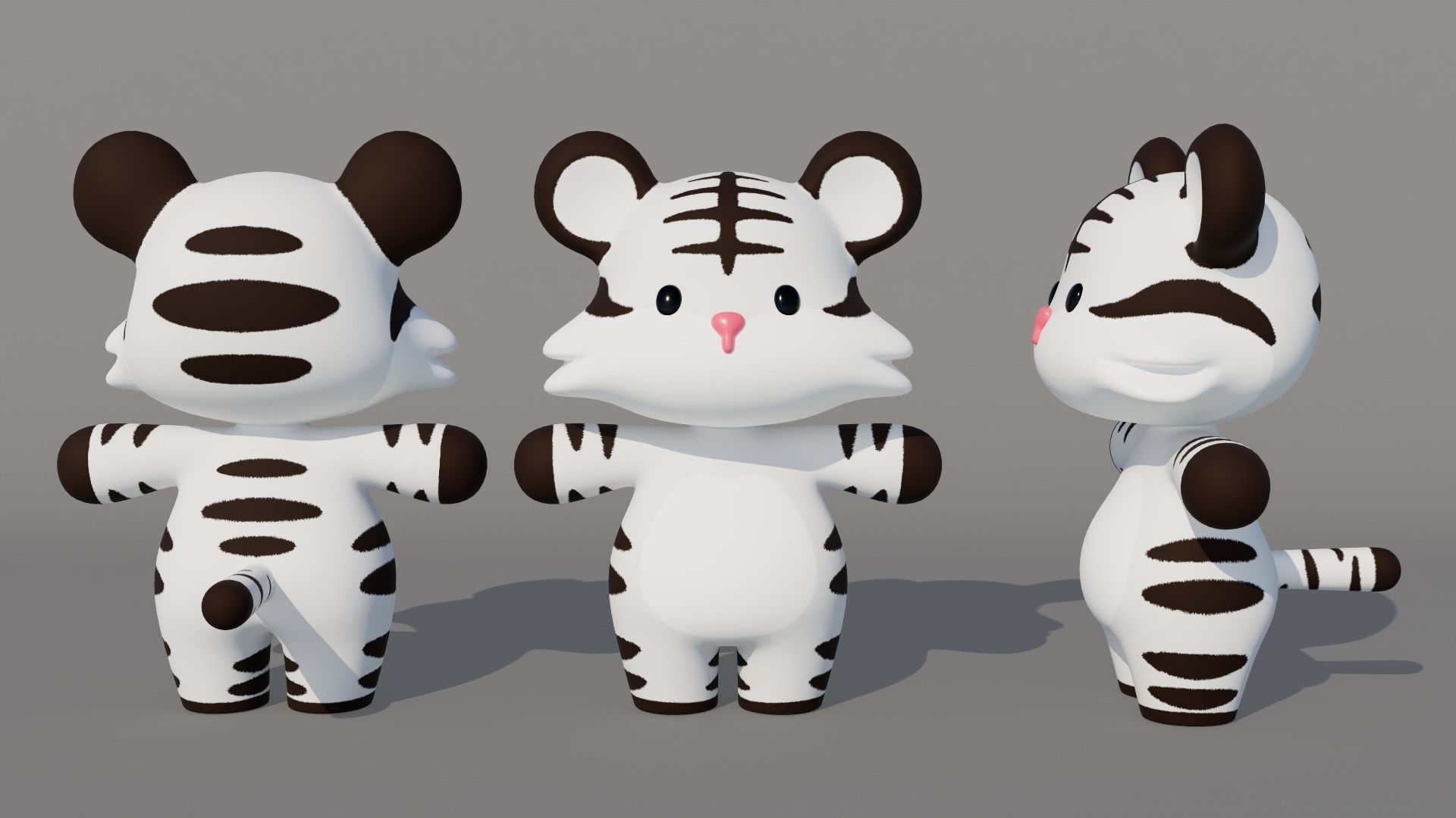 Rigged Cartoon Tiger Low-poly 3D model_3