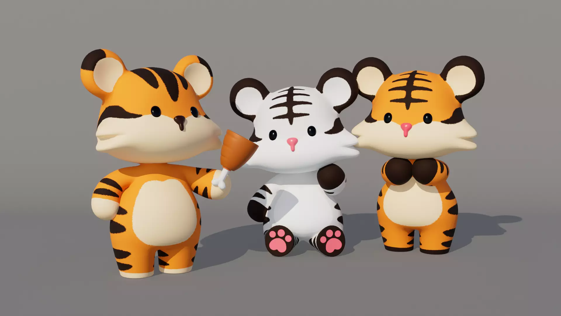 Rigged Cartoon Tiger Low-poly 3D model_0