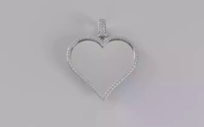 Heart Picture Pendant - Small Stones - 40mm Wide