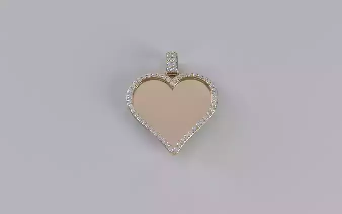 Heart Picture Pendant - Smaller Stones - 30mm Wide
