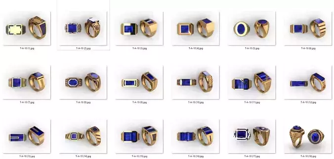 ring 50 pieces drawing 3d rihone drawing ring rings