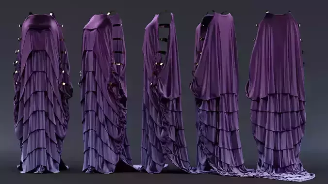 Multilayered Dress with a Tail Fitted to Gen8 Body Mesh