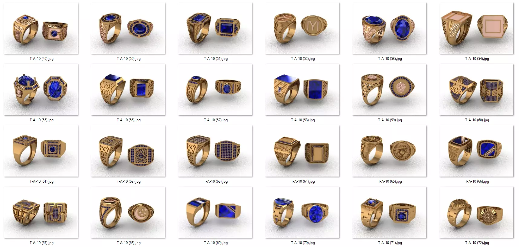 ring 50 pieces drawing 3d rihone drawing ring 3D print model_0