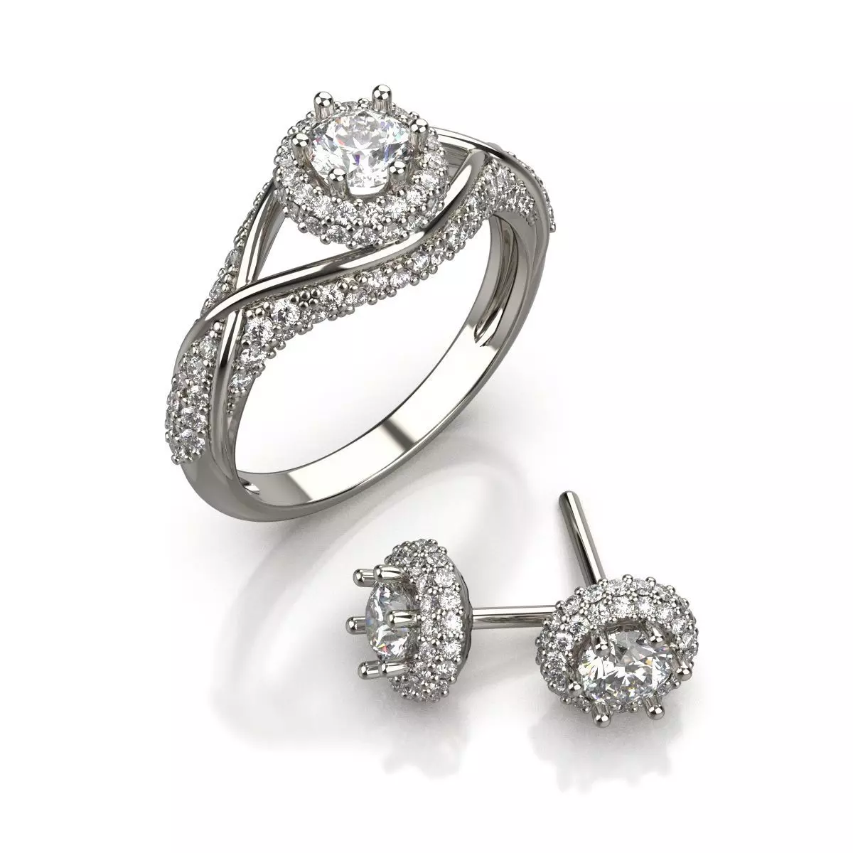 Delicate Engagement Ring with gemstones 3D print model