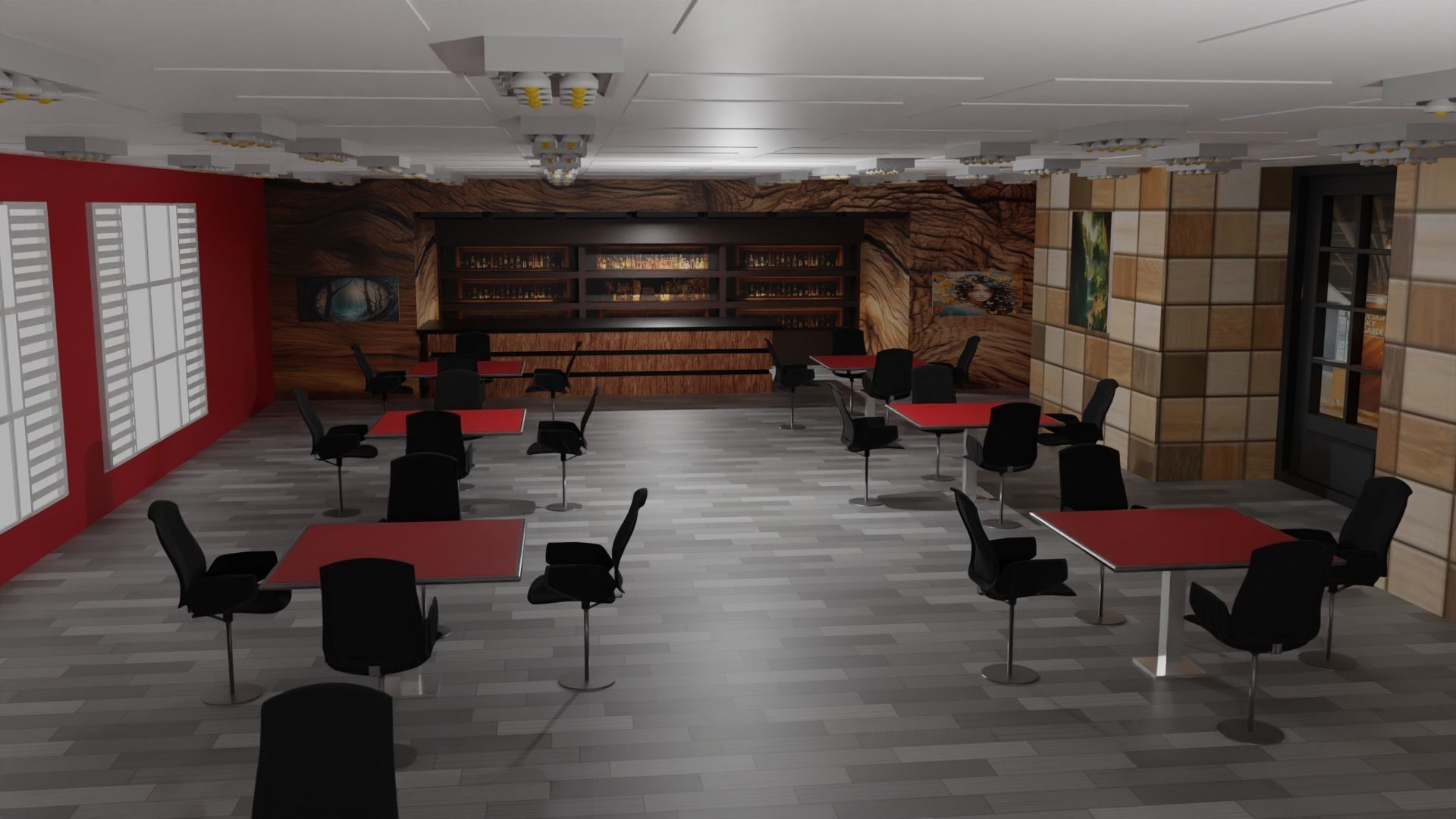 Cafe Interior Low-poly 3D model_6