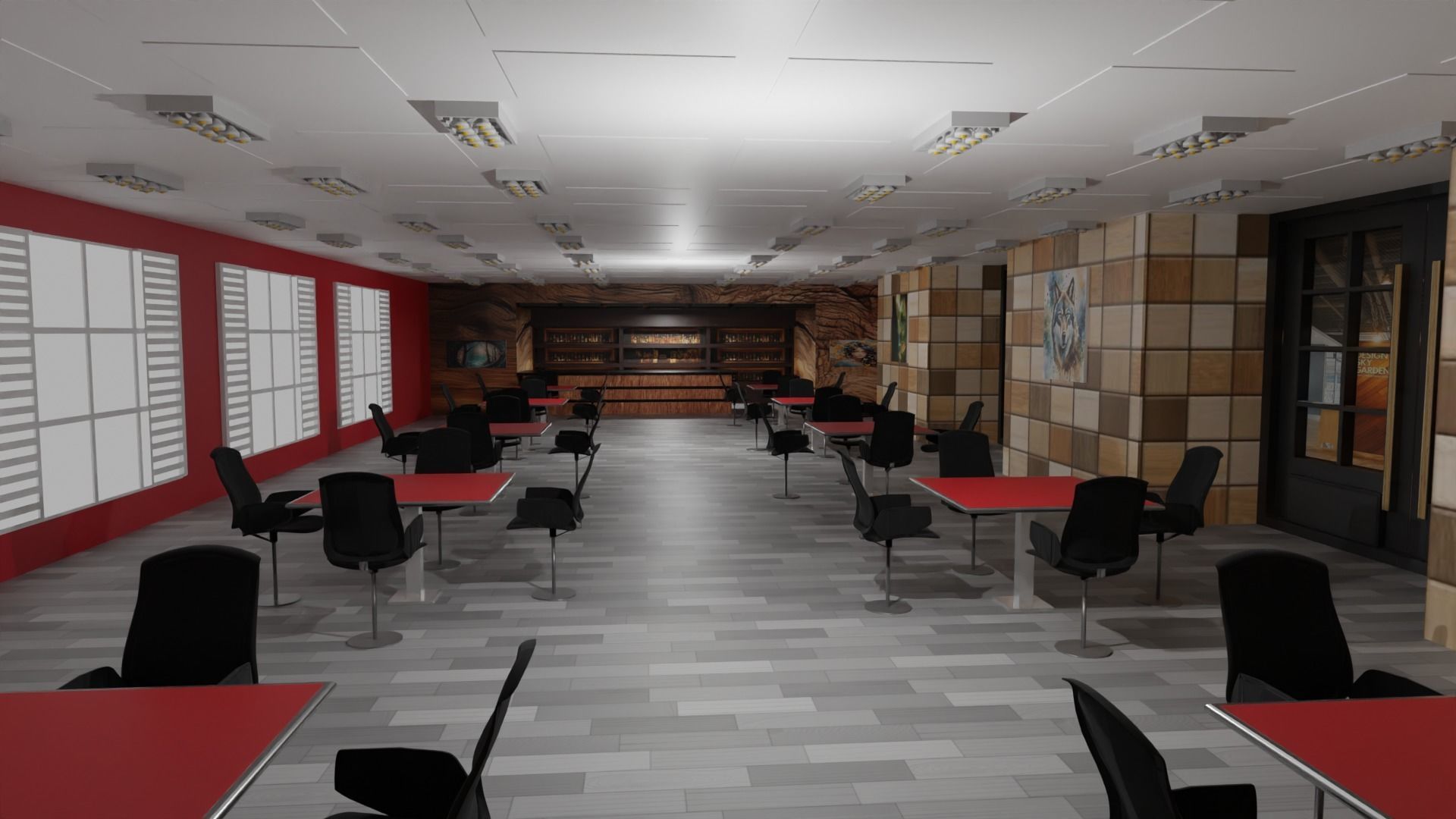 Cafe Interior Low-poly 3D model_1