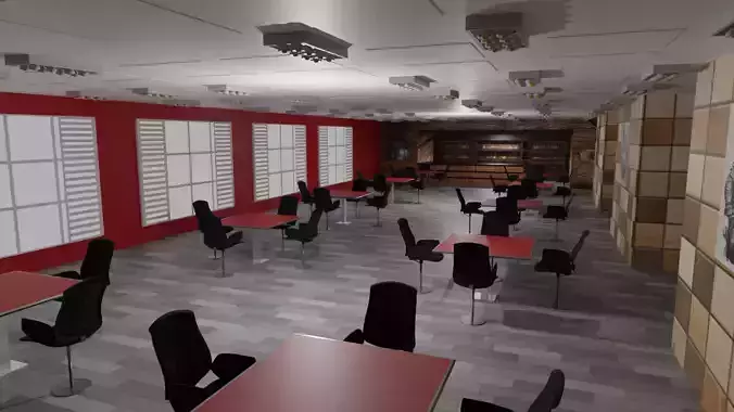 Cafe Interior Low-poly 3D model