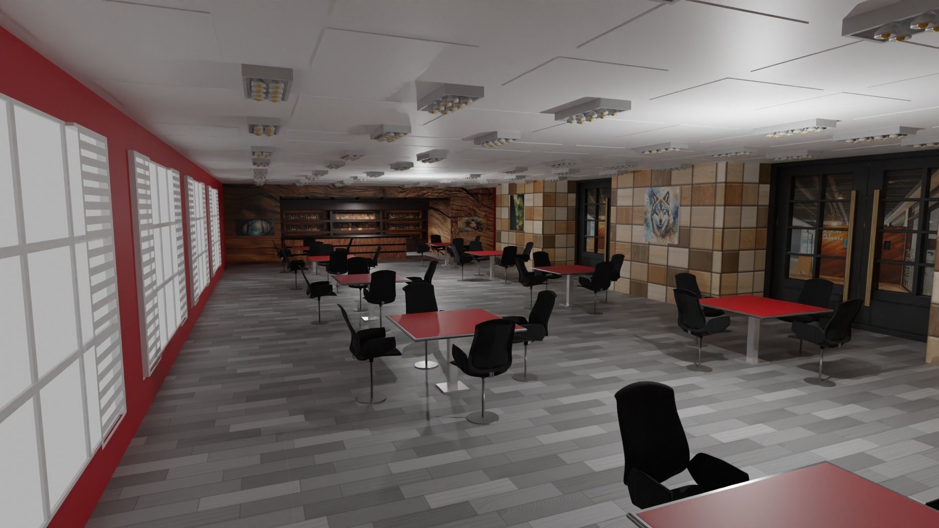 Cafe Interior Low-poly 3D model_2