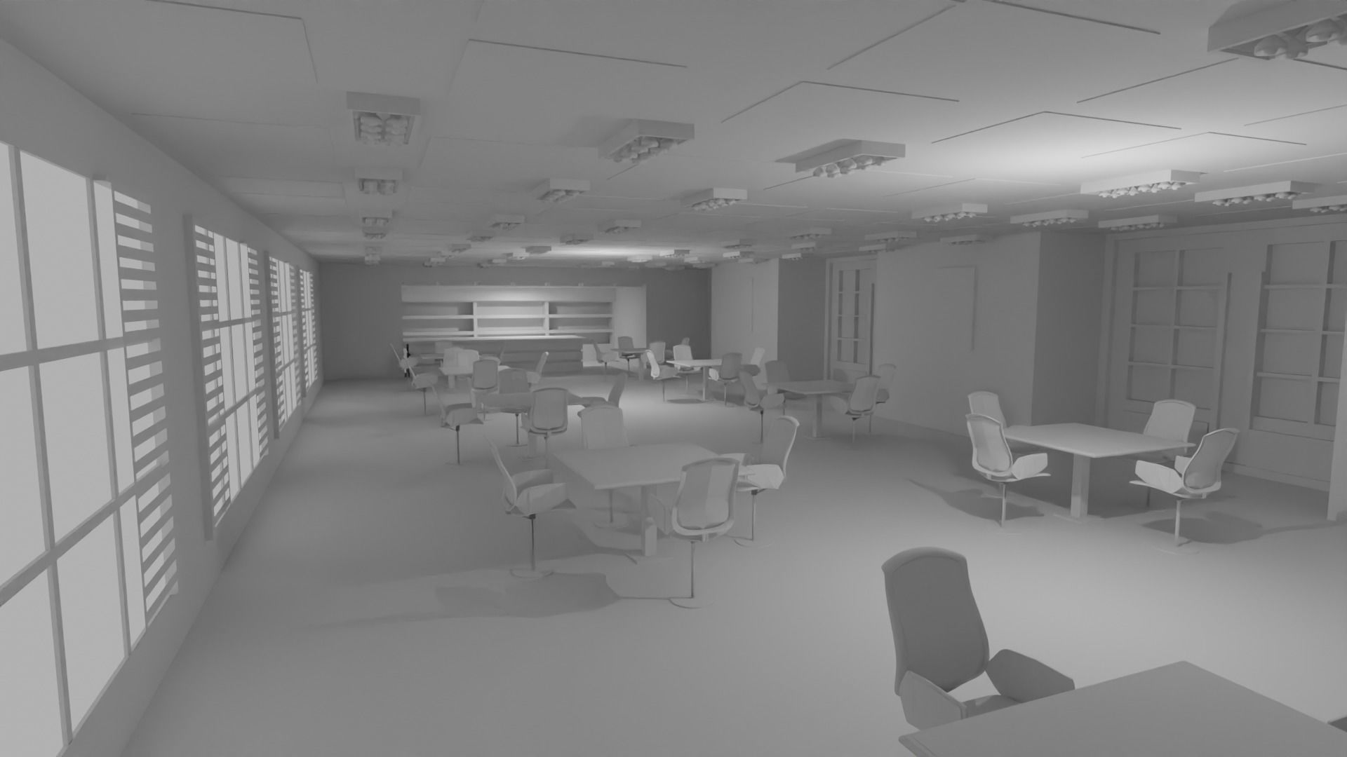 Cafe Interior No Material 3D model_2