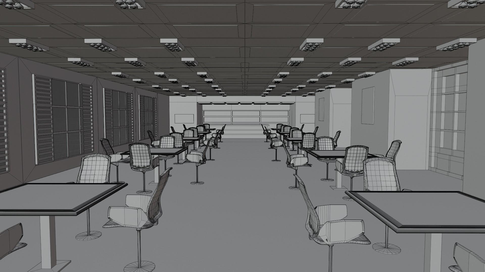 Cafe Interior No Material 3D model_7