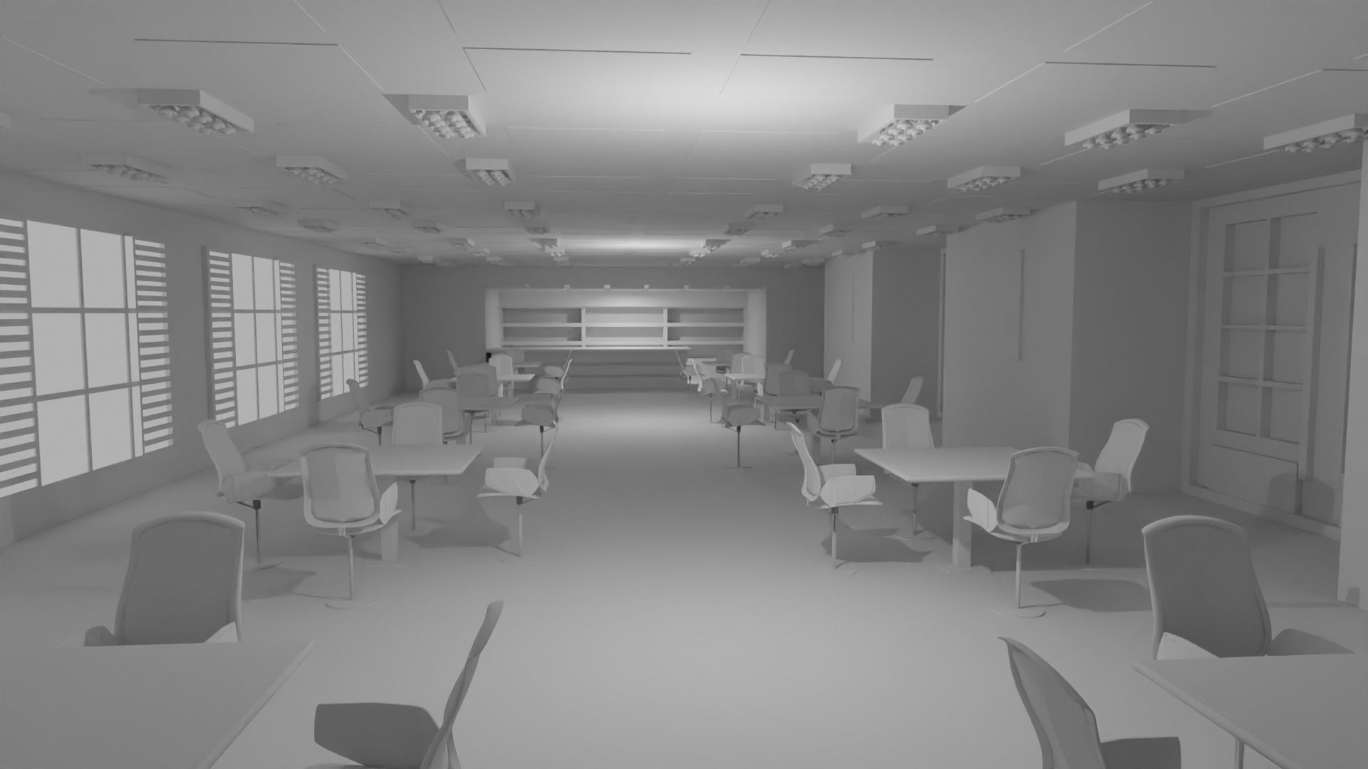 Cafe Interior No Material 3D model_1