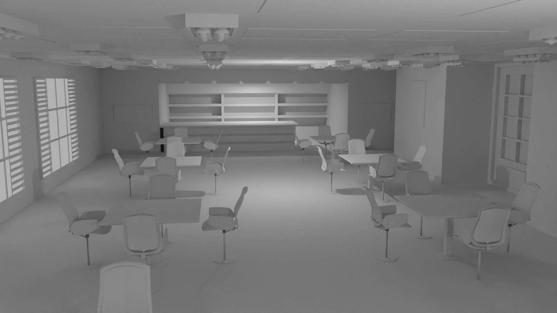 Cafe Interior No Material 3D model_6