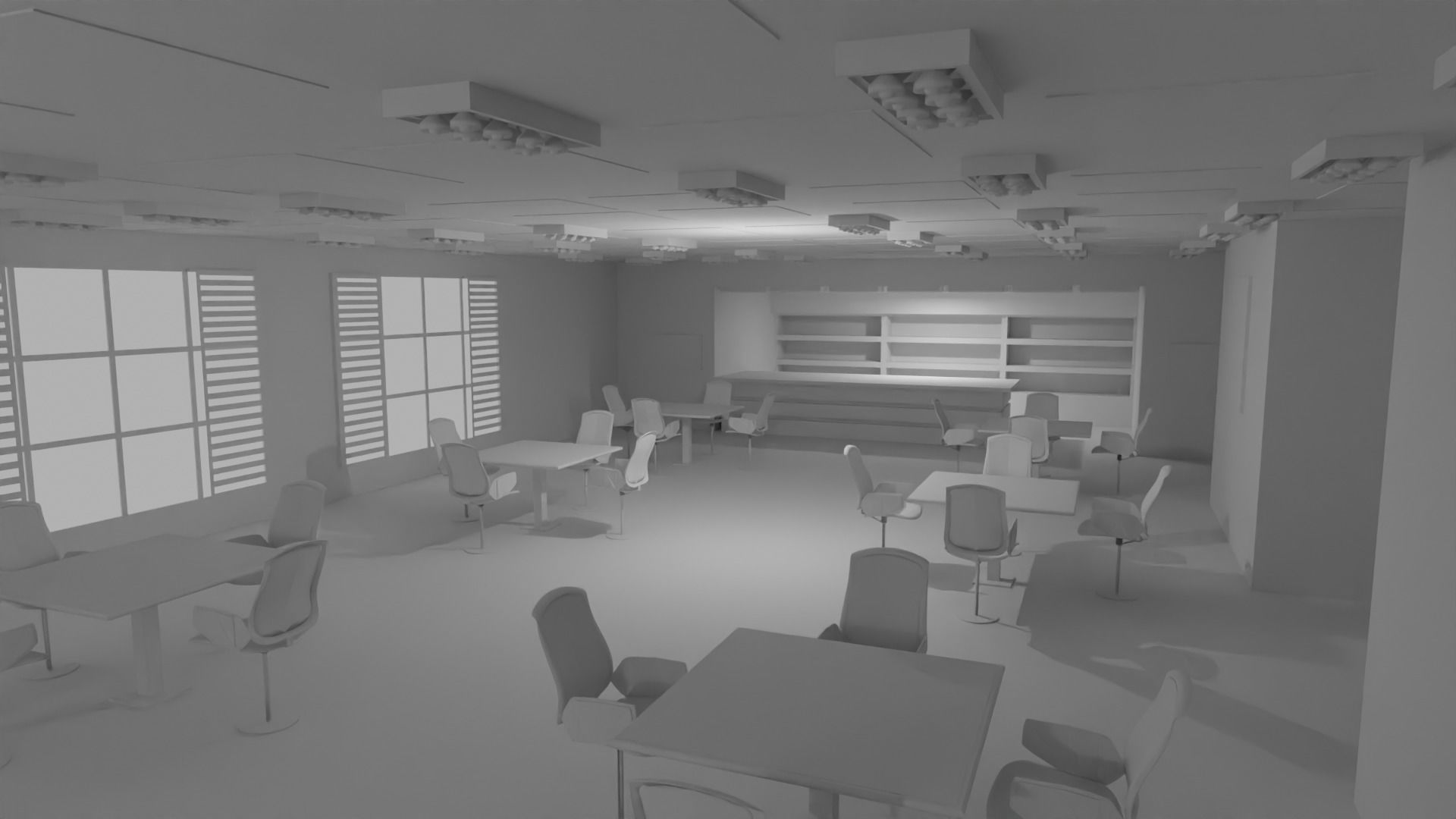 Cafe Interior No Material 3D model_3