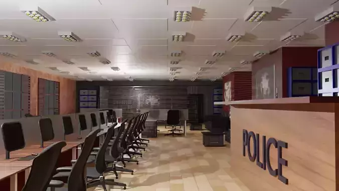 Police Station Low-poly 3D model