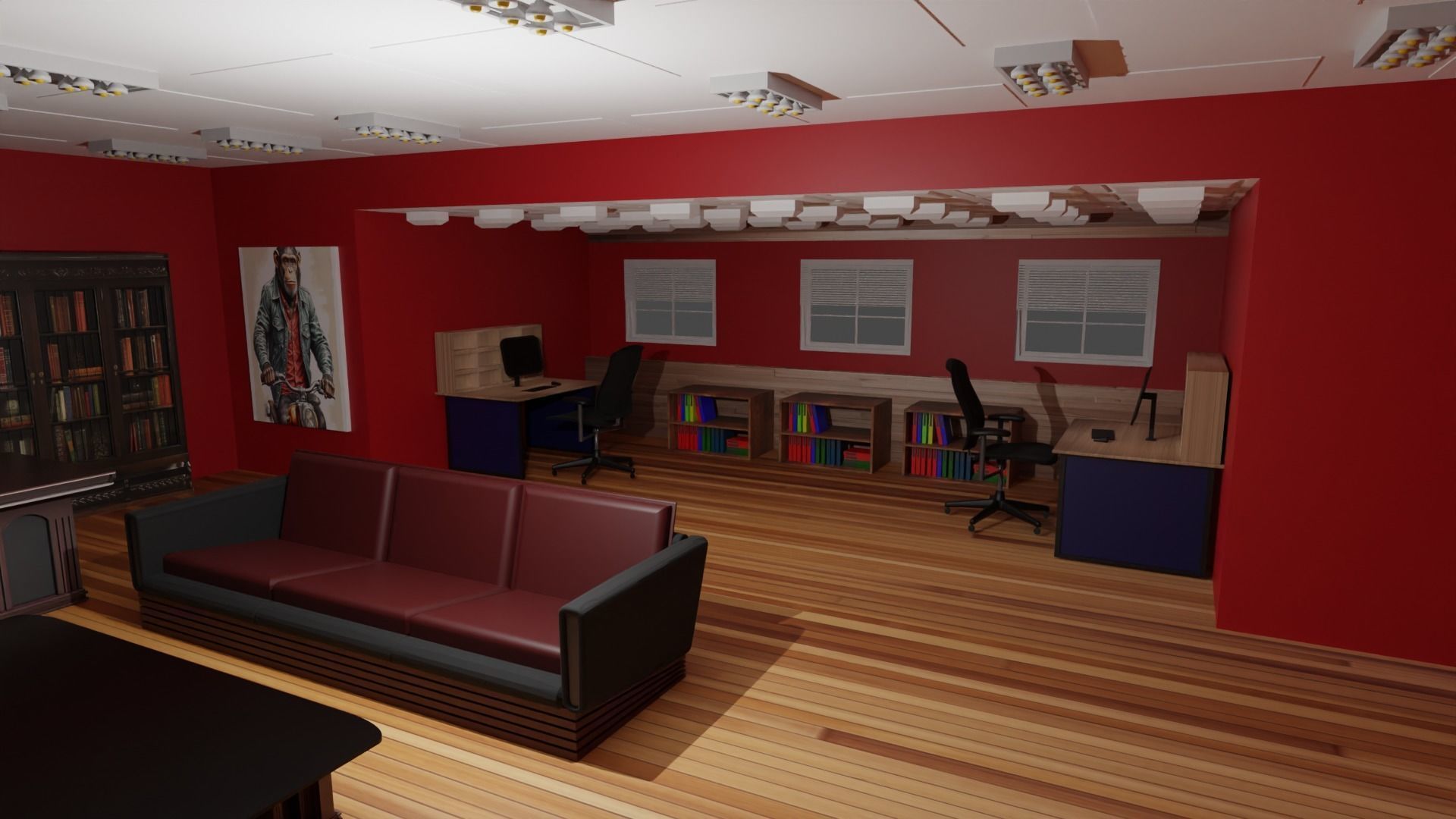 Work Office Low-poly 3D model_2