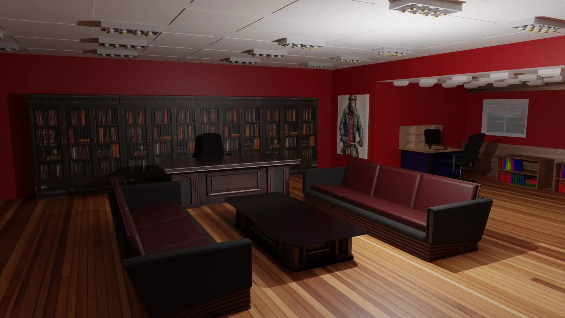 Work Office Low-poly 3D model_0