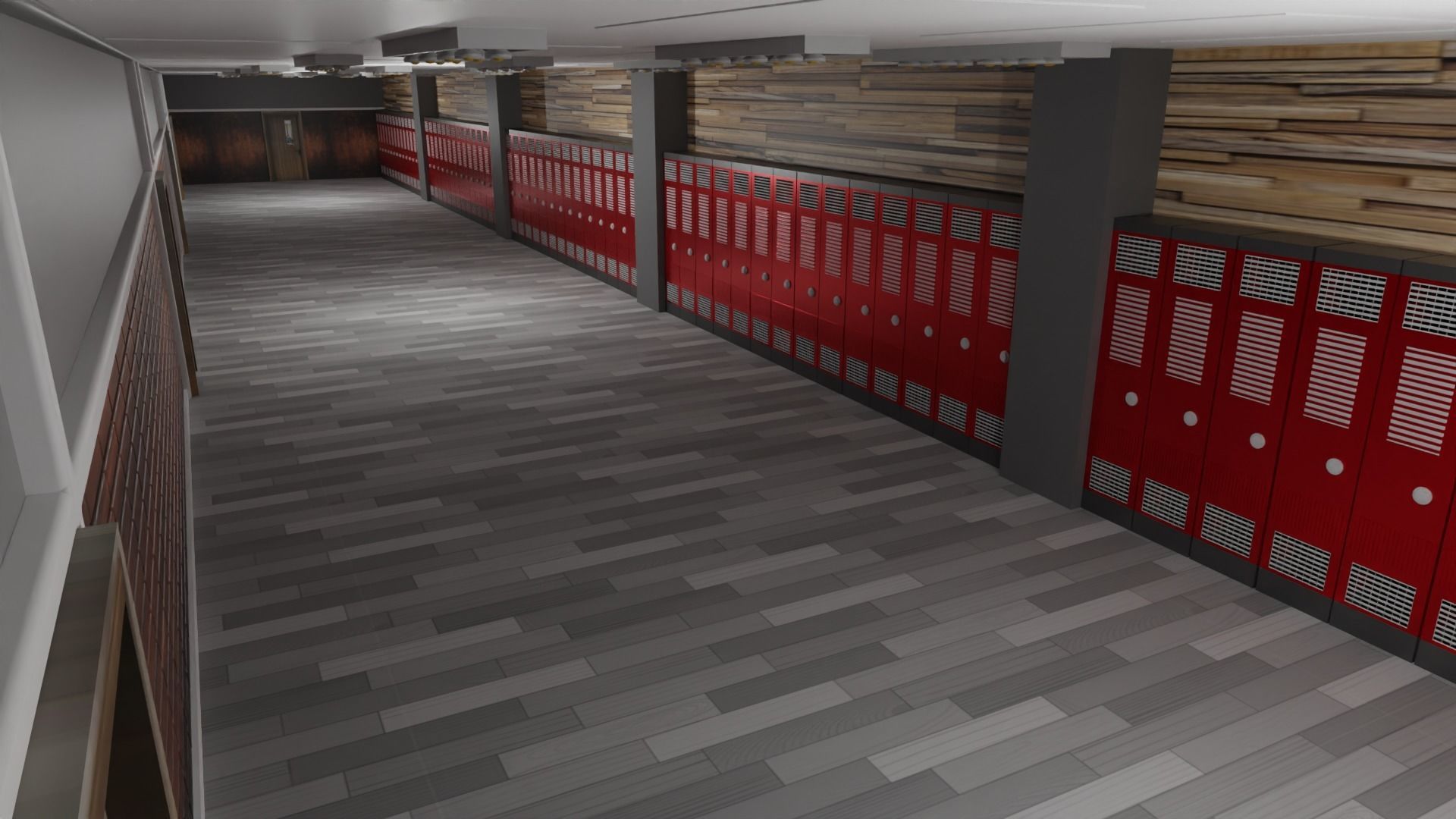 School Hallway Low-poly 3D model_4