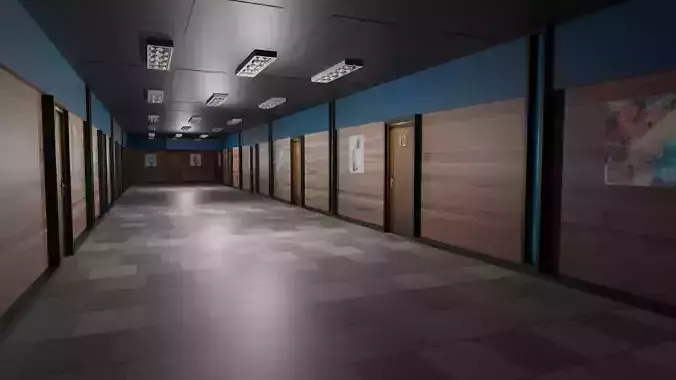 Hotel Corridor Low-poly 3D model