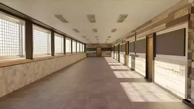 Corridor Hallway Low-poly 3D model