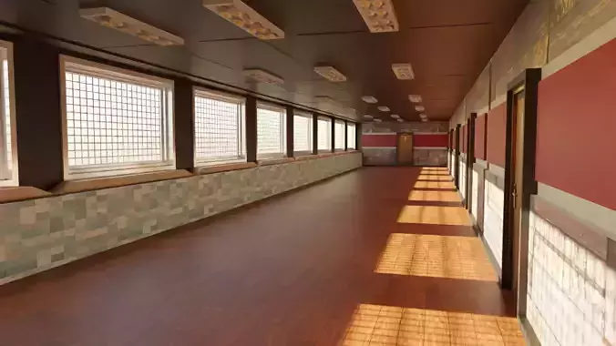 Corridor Hallway Low-poly 3D model