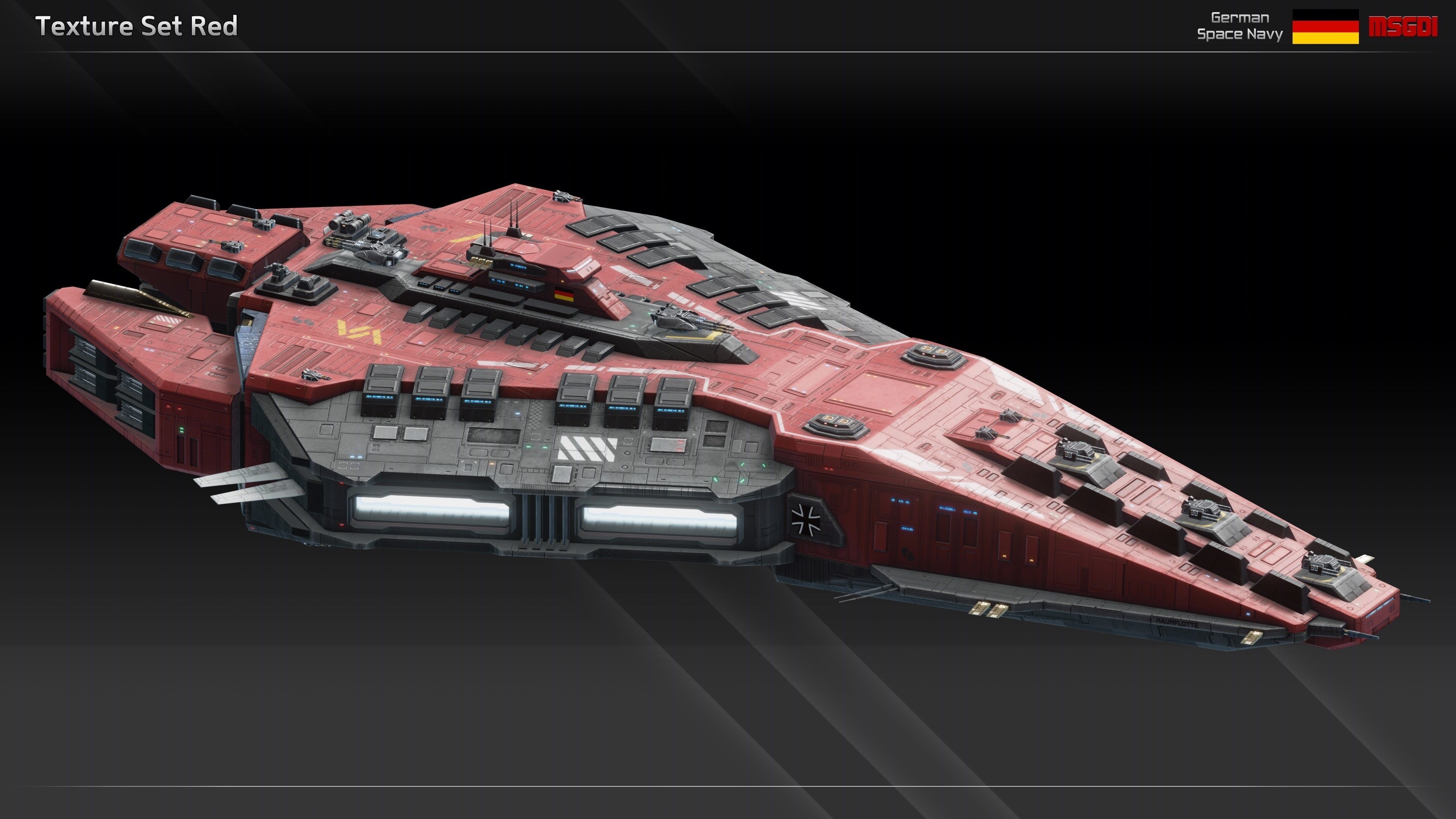 GSN Spaceship Richthofen Class Heavy Carrier Low-poly 3D model_13