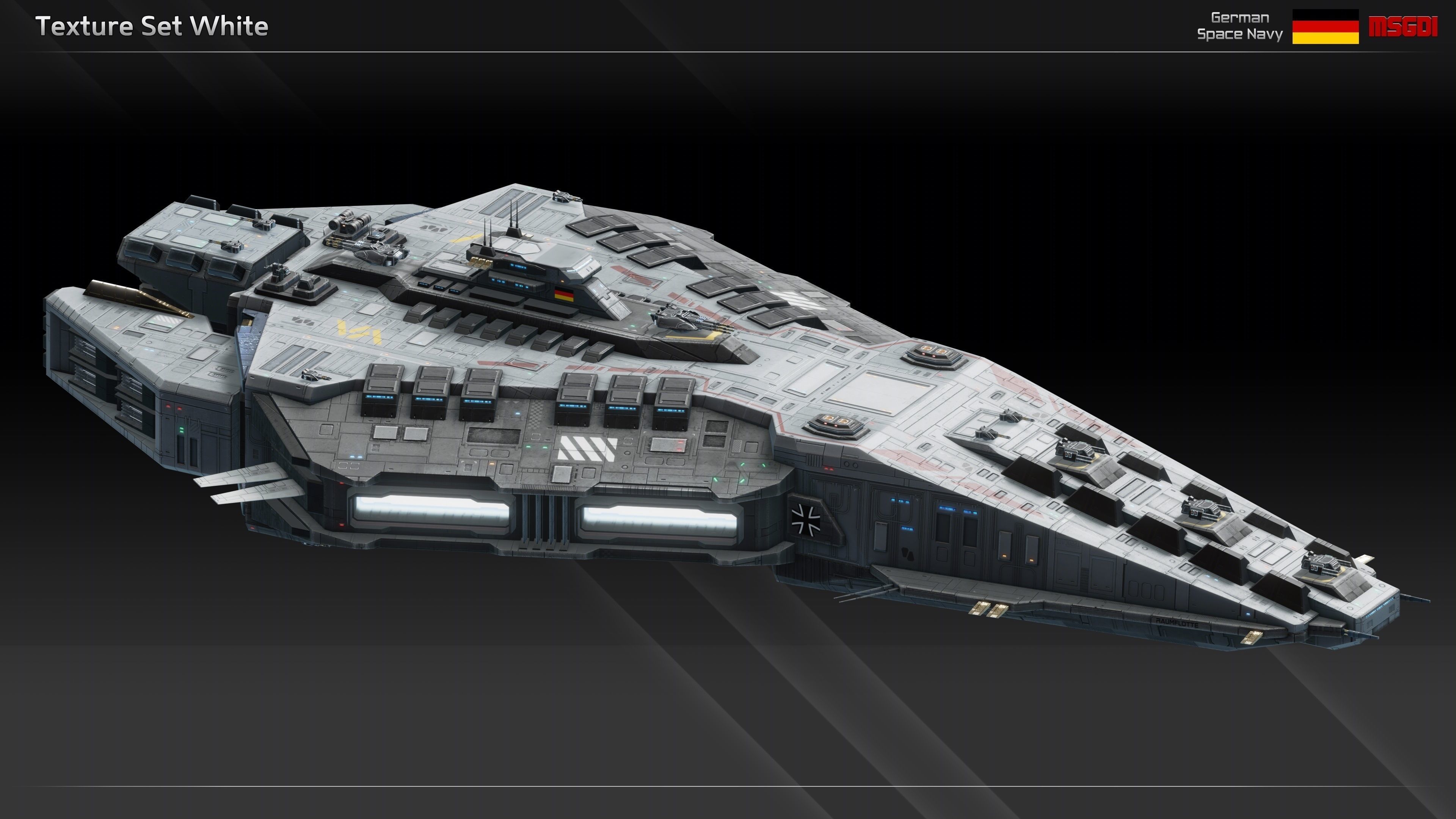 GSN Spaceship Richthofen Class Heavy Carrier Low-poly 3D model_14