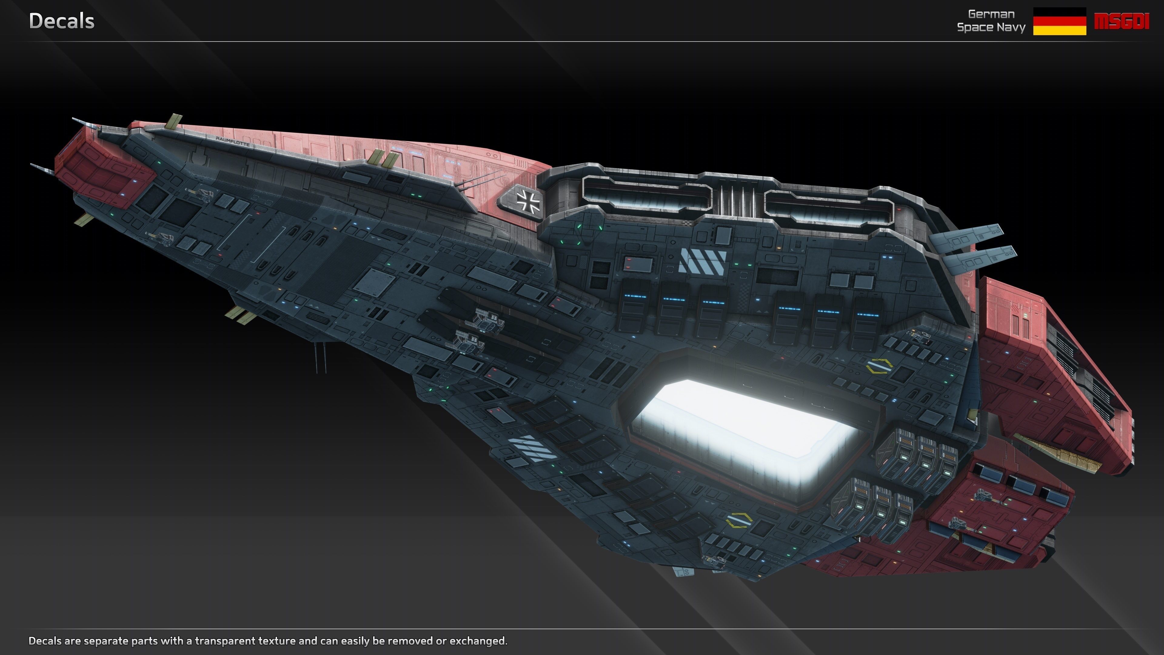 GSN Spaceship Richthofen Class Heavy Carrier Low-poly 3D model_8