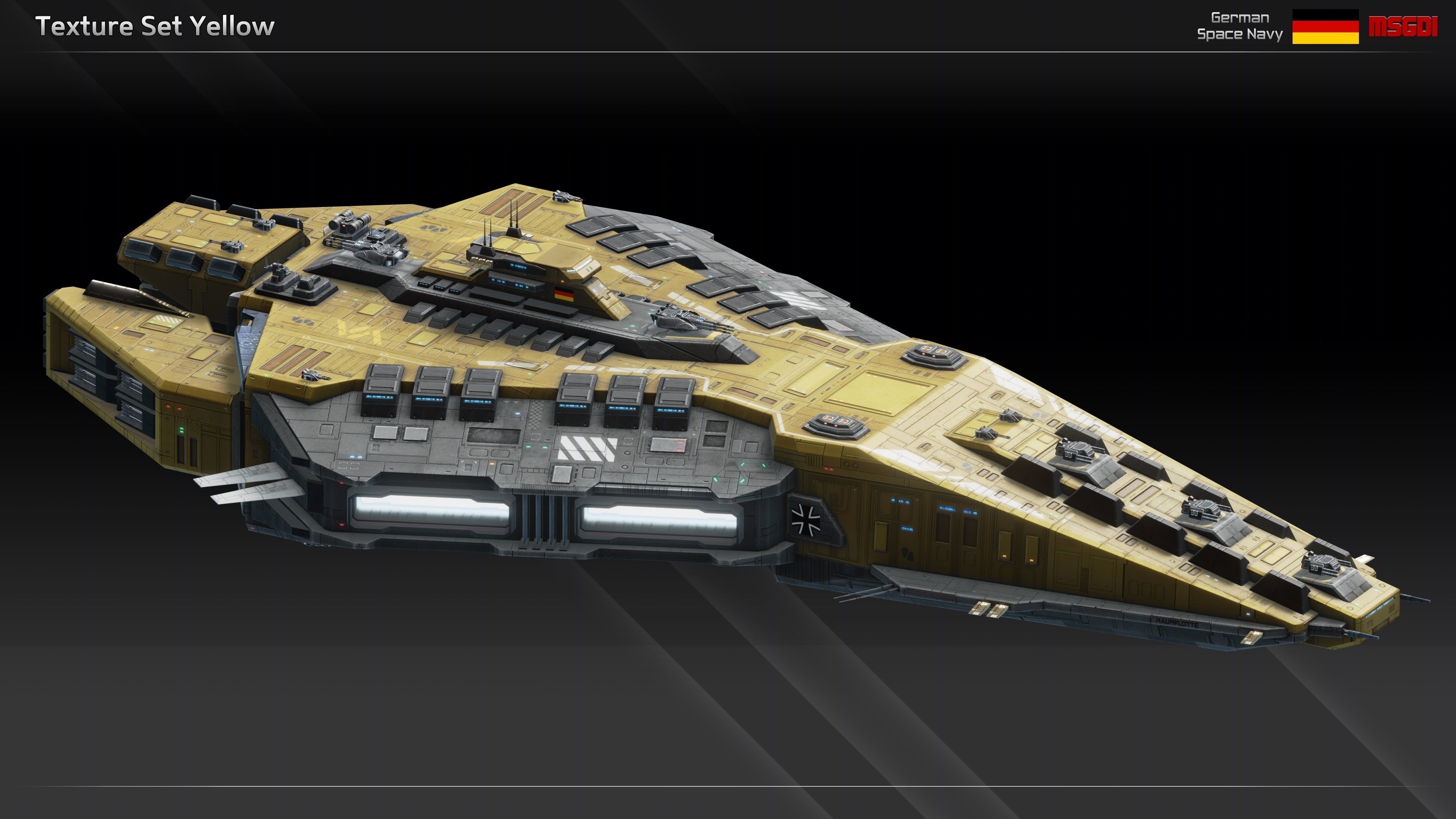 GSN Spaceship Richthofen Class Heavy Carrier Low-poly 3D model_15